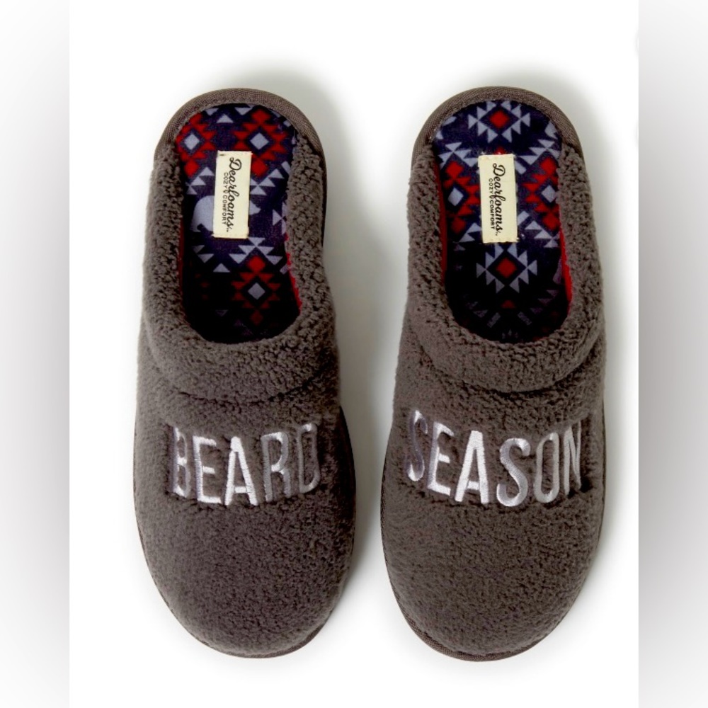 Dearfoams Cozy Comfort Mens Beard Season Slippers; size: M(9-10), L(11-12)